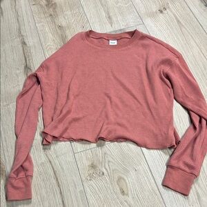 Aritzia‎ coral orange Pink Crop Sweatshirt Long Sleeve Relaxed Fit